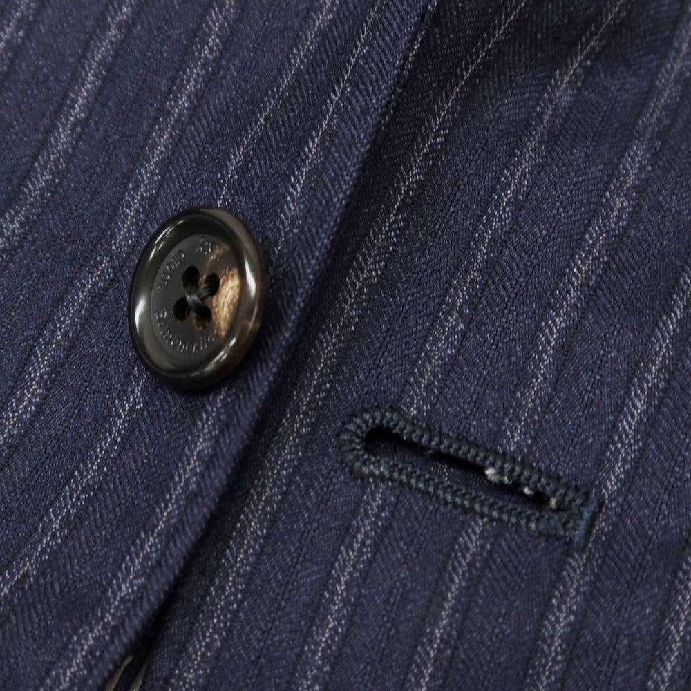 【中古】トロージャン TROJAN ウール ストライプ 2つボタンスーツ ネイビー【 上90/下78 】【 状態ランクC 】【 メンズ 】