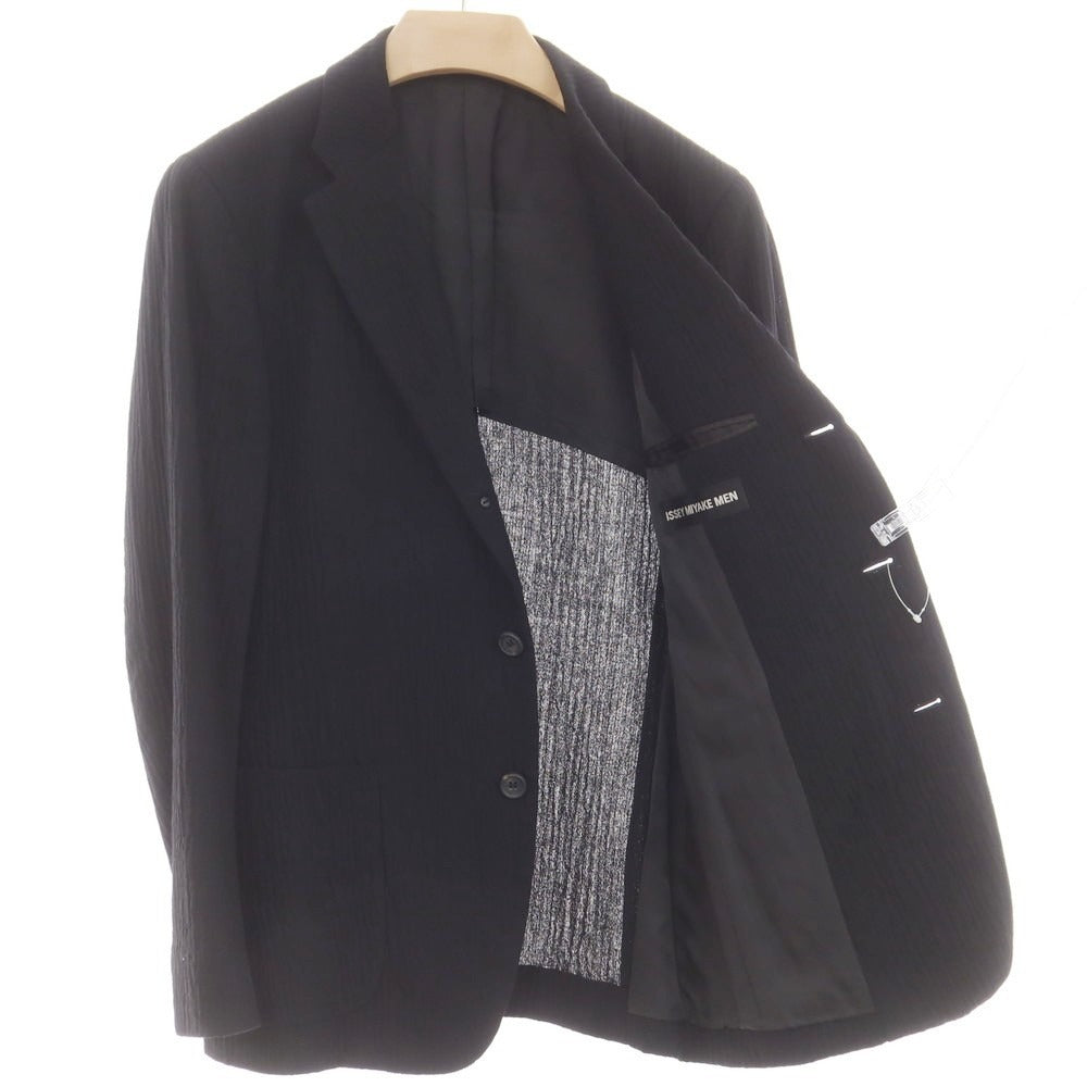 【中古】イッセイミヤケ メン ISSEY MIYAKE MEN シワ加工 ウールキュプラ 3つボタンスーツ ブラック【 1 】【 状態ランクC 】【 メンズ 】