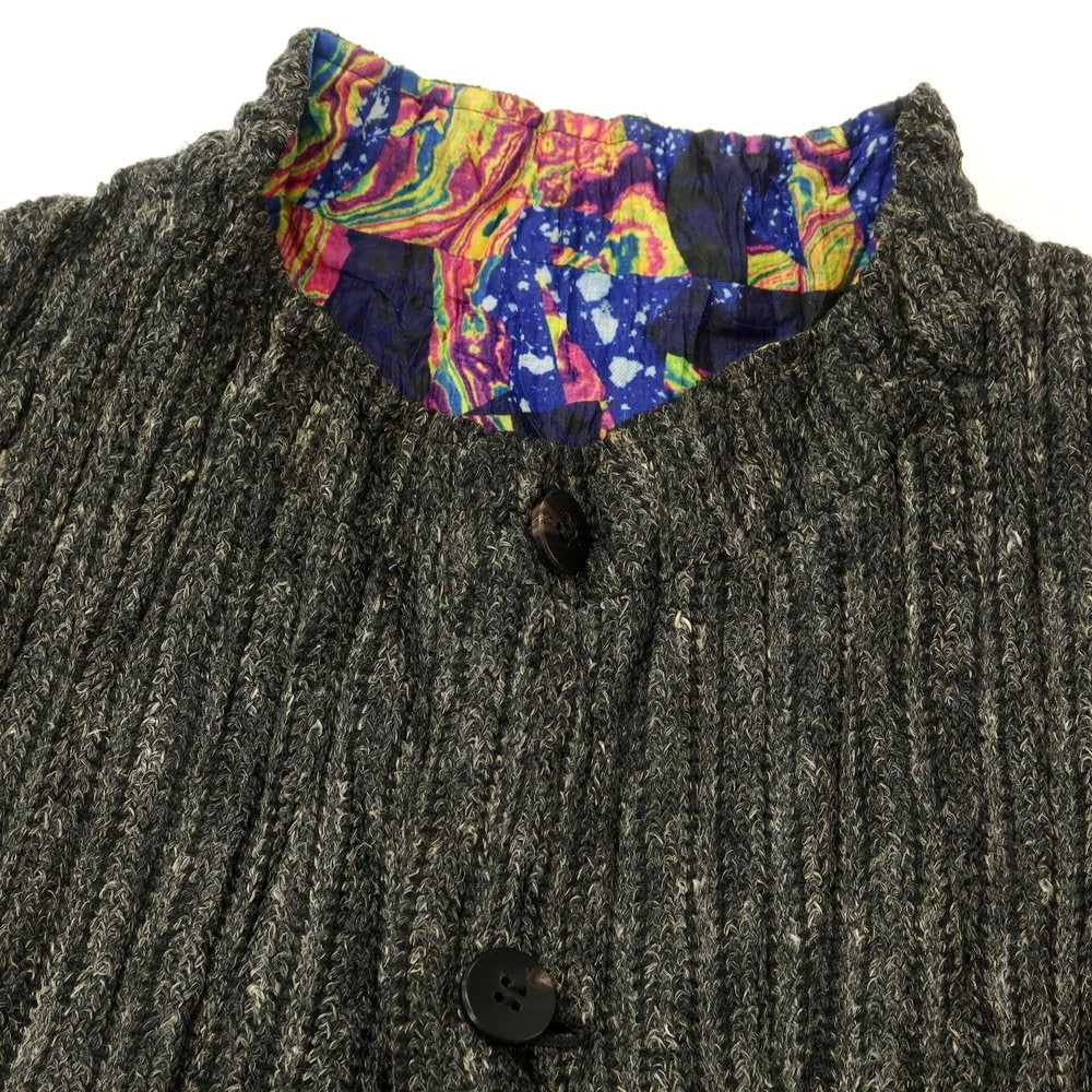【中古】イッセイミヤケ メン ISSEY MIYAKE MEN リバーシブル ニットジャケット グレーxブラック【 3 】【 状態ランクC 】【 メンズ 】