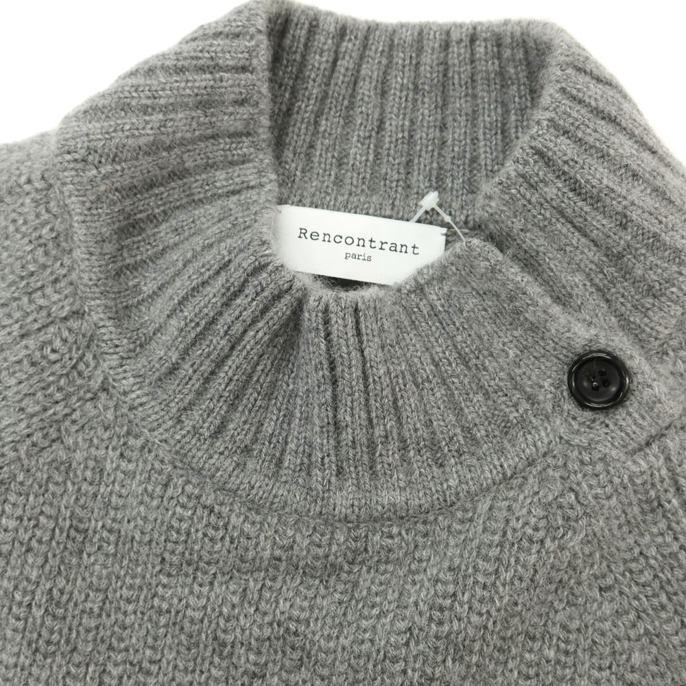 【中古】レンコントラント RENCONTRANT ミドルゲージ カシミヤセーブル ハイネック プルオーバーニット グレー【 XS 】【 状態ランクB 】【 メンズ 】