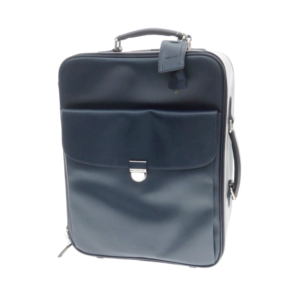 【中古】ジョルジオアルマーニ GIORGIO ARMANI 型押しレザー キャリーバッグ ダークブルーグリーン系【 状態ランクA 】【 メンズ 】