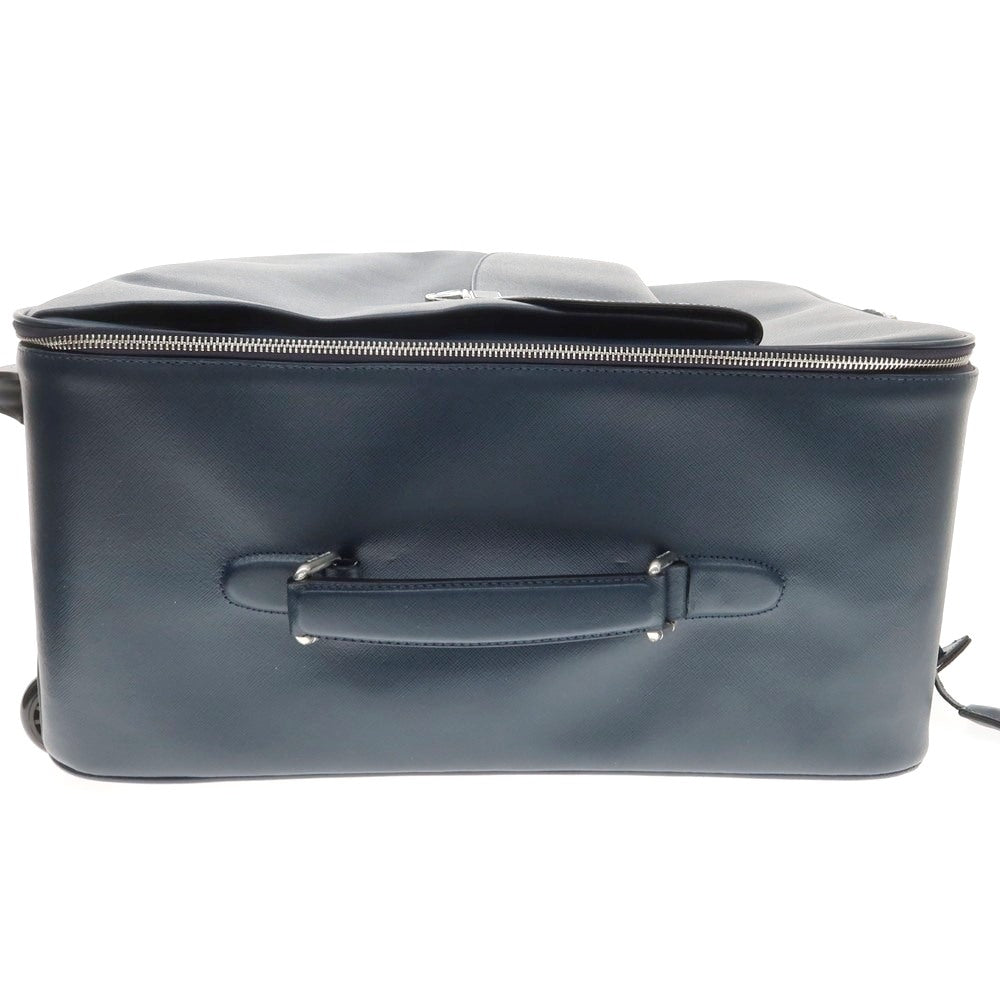 【中古】ジョルジオアルマーニ GIORGIO ARMANI 型押しレザー キャリーバッグ ダークブルーグリーン系【 状態ランクA 】【 メンズ 】