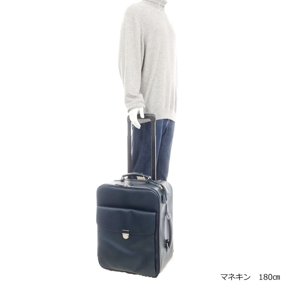【中古】ジョルジオアルマーニ GIORGIO ARMANI 型押しレザー キャリーバッグ ダークブルーグリーン系【 状態ランクA 】【 メンズ 】