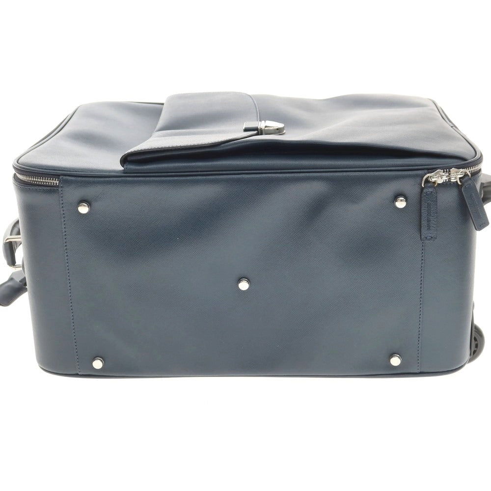 【中古】ジョルジオアルマーニ GIORGIO ARMANI 型押しレザー キャリーバッグ ダークブルーグリーン系【 状態ランクA 】【 メンズ 】