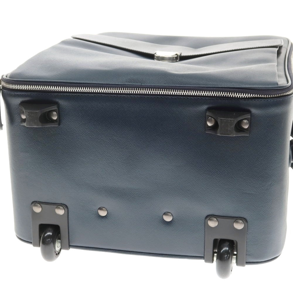 【中古】ジョルジオアルマーニ GIORGIO ARMANI 型押しレザー キャリーバッグ ダークブルーグリーン系【 状態ランクA 】【 メンズ 】