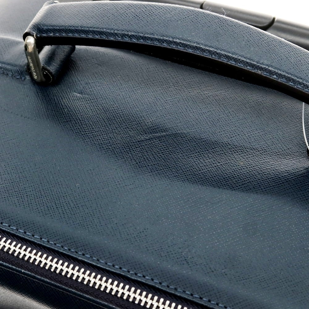 【中古】ジョルジオアルマーニ GIORGIO ARMANI 型押しレザー キャリーバッグ ダークブルーグリーン系【 状態ランクA 】【 メンズ 】