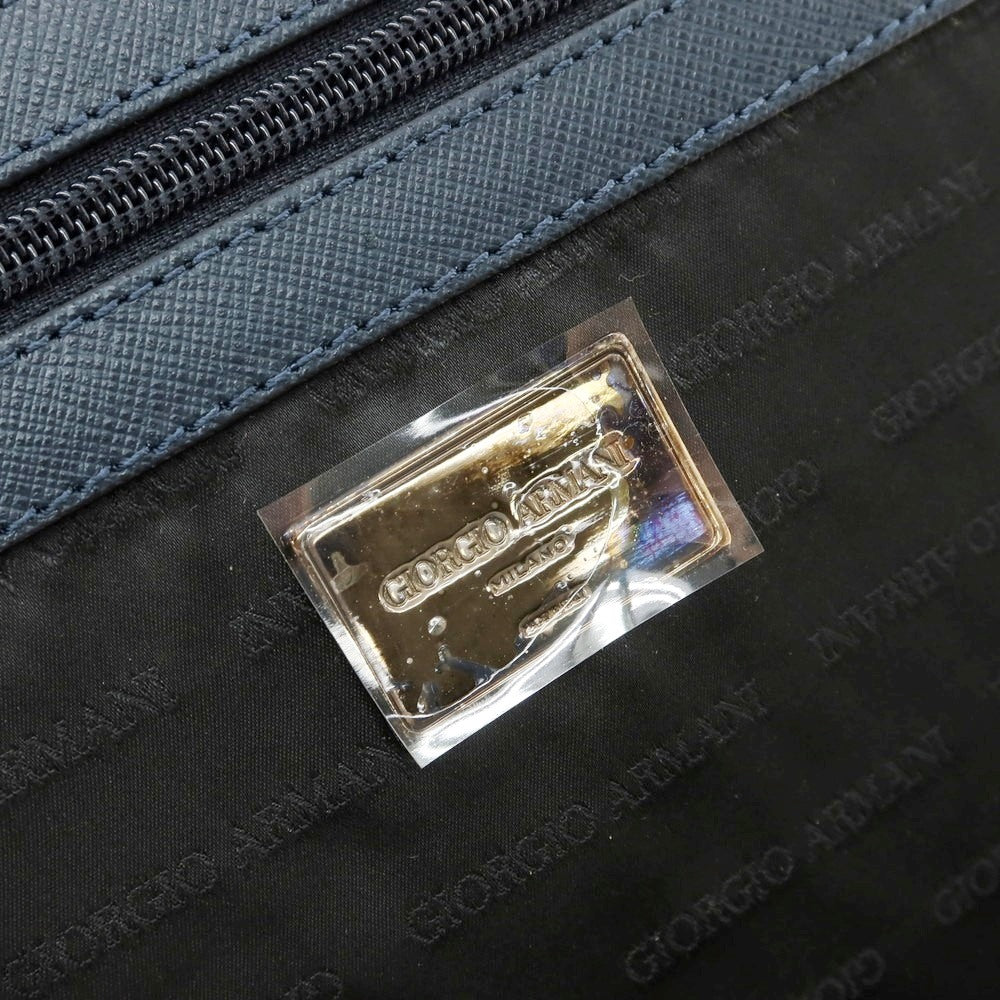 【中古】ジョルジオアルマーニ GIORGIO ARMANI 型押しレザー キャリーバッグ ダークブルーグリーン系【 状態ランクA 】【 メンズ 】
