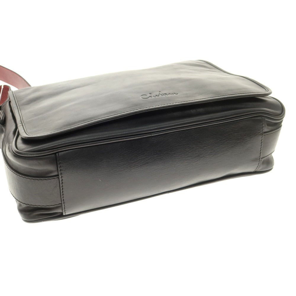 【中古】【未使用】コールハーン COLE HAAN レザー ショルダーバッグ ブラックxマルーン【 状態ランクS 】【 メンズ 】