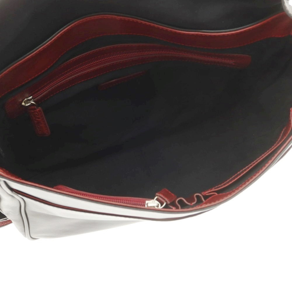 【中古】【未使用】コールハーン COLE HAAN レザー ショルダーバッグ ブラックxマルーン【 状態ランクS 】【 メンズ 】