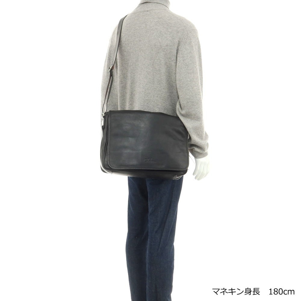 【中古】【未使用】コールハーン COLE HAAN レザー ショルダーバッグ ブラックxマルーン【 状態ランクS 】【 メンズ 】