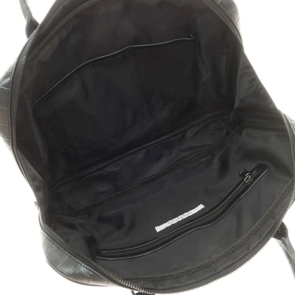 【中古】【未使用】インターメッツォ INTERMEZZO クロコダイル型押しレザー ブリーフケース ブラック【 状態ランクS 】【 メンズ 】