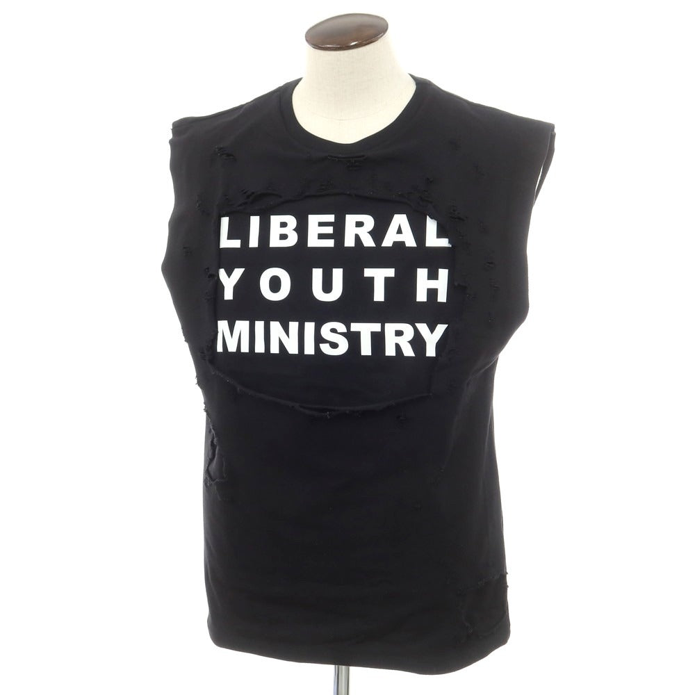 【中古】リベラル ユース ミニストリー Liberal Youth Ministry ダメージ加工 コットン クルーネック ノースリーブ カットソー ブラック【 L 】【 状態ランクA 】【 メンズ 】