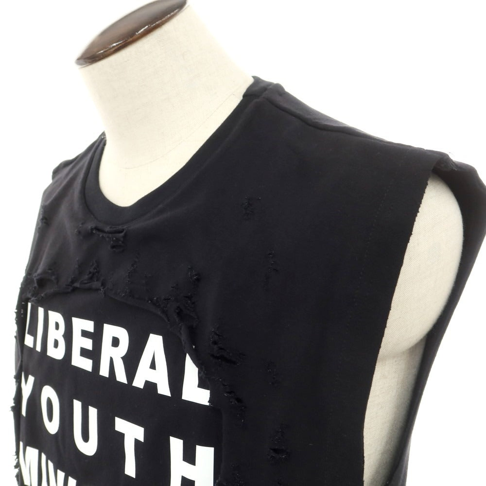 【中古】リベラル ユース ミニストリー Liberal Youth Ministry ダメージ加工 コットン クルーネック ノースリーブ カットソー ブラック【 L 】【 状態ランクA 】【 メンズ 】
