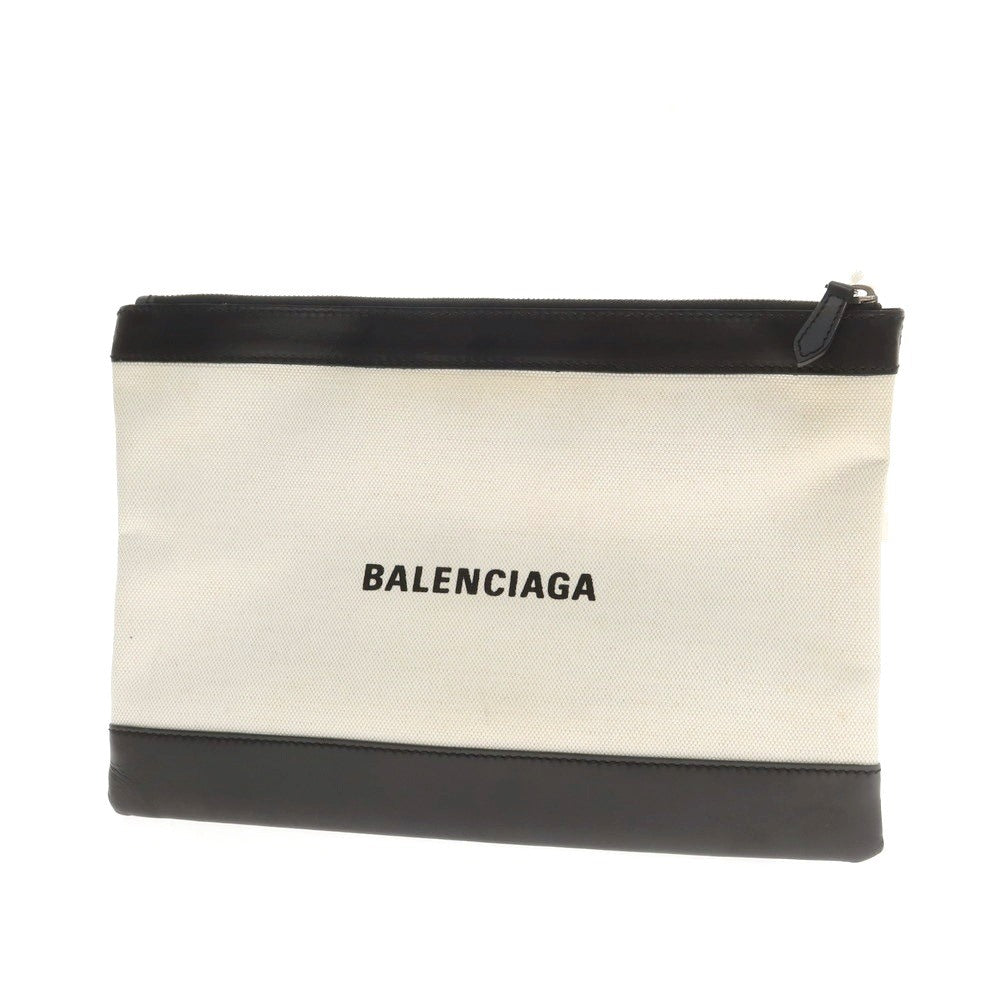 【中古】バレンシアガ BALENCIAGA キャンバス クラッチバッグ オフホワイトxブラック【 状態ランクC 】【 メンズ 】