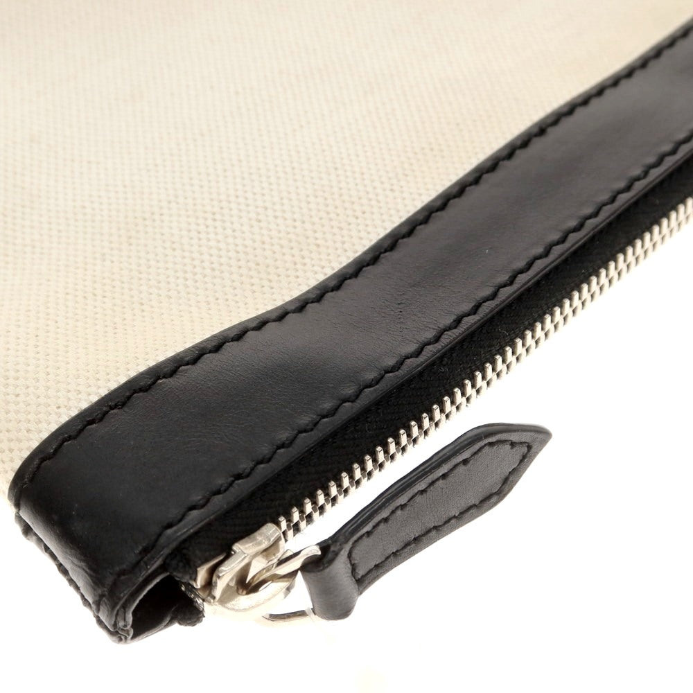 【中古】バレンシアガ BALENCIAGA キャンバス クラッチバッグ オフホワイトxブラック【 状態ランクC 】【 メンズ 】