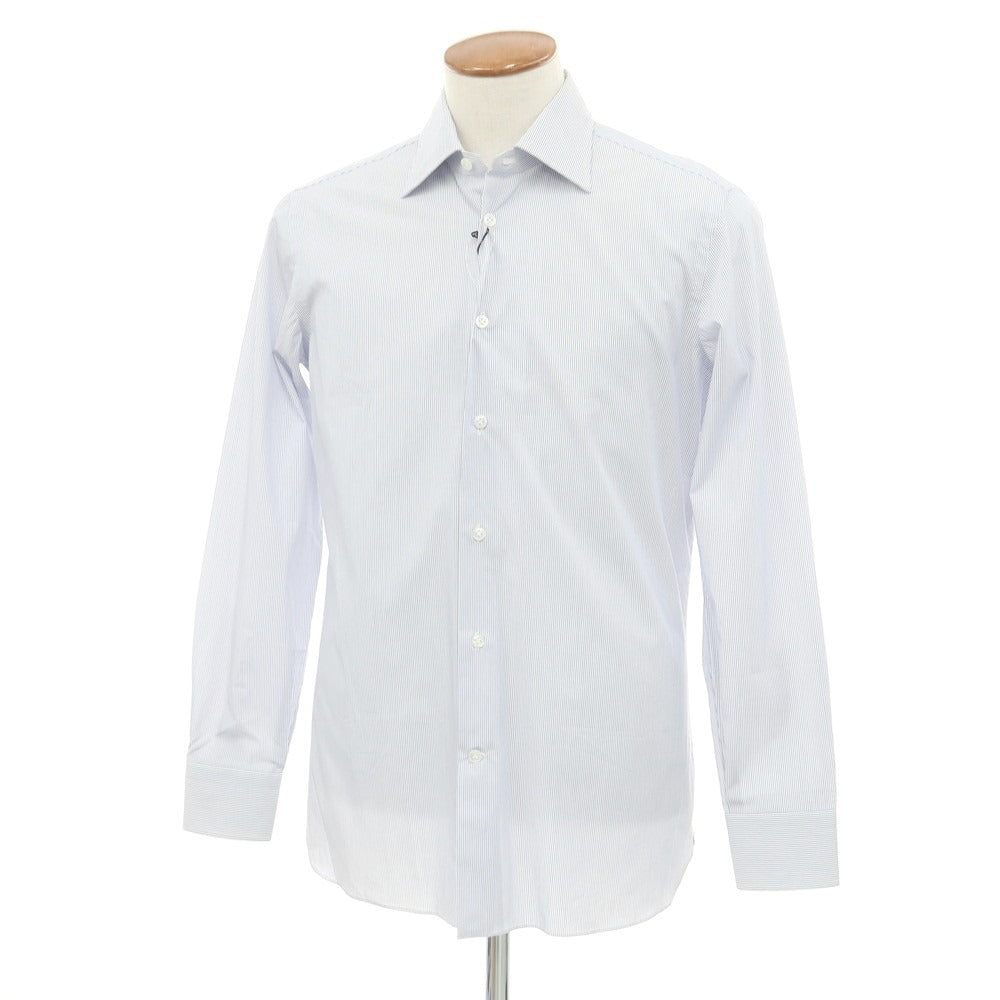 【中古】ボリエッロ BORRIELLO コットン ストライプ レギュラーカラー ドレスシャツ ホワイトxブルー【 39 】【 状態ランクB 】【 メンズ 】