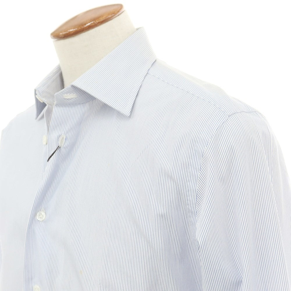 【中古】ボリエッロ BORRIELLO コットン ストライプ レギュラーカラー ドレスシャツ ホワイトxブルー【 39 】【 状態ランクB 】【 メンズ 】