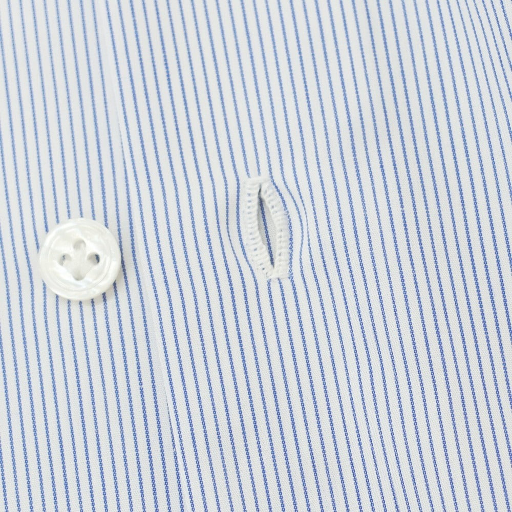【中古】ボリエッロ BORRIELLO コットン ストライプ レギュラーカラー ドレスシャツ ホワイトxブルー【 39 】【 状態ランクB 】【 メンズ 】