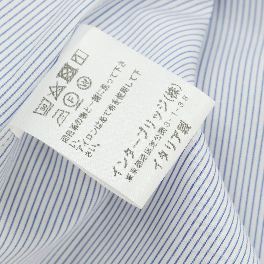 【中古】ボリエッロ BORRIELLO コットン ストライプ レギュラーカラー ドレスシャツ ホワイトxブルー【 39 】【 状態ランクB 】【 メンズ 】