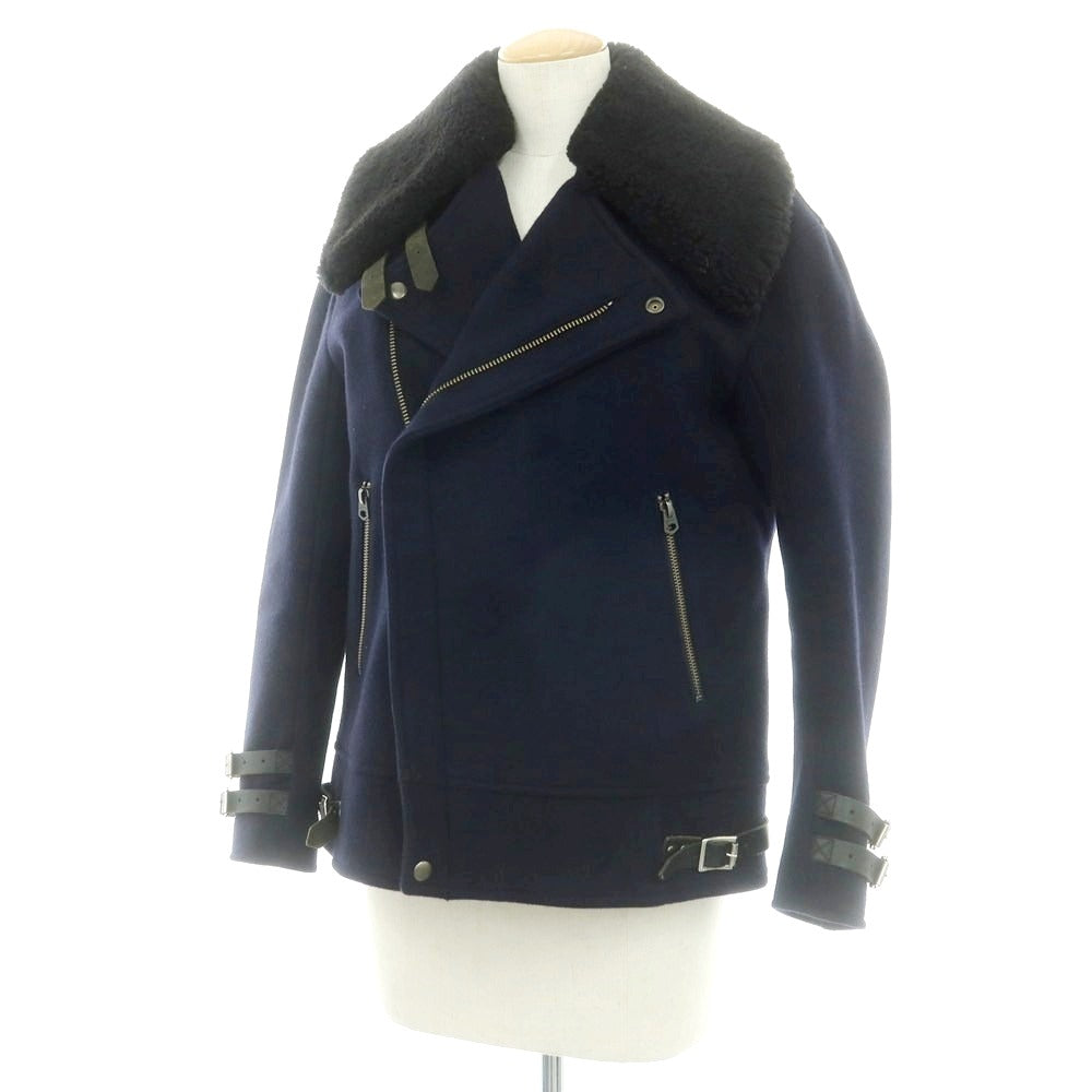 【中古】サイ Scye ウールカシミヤ ダブル ライダースジャケット ネイビー【 36 】【 状態ランクB 】【 レディース 】