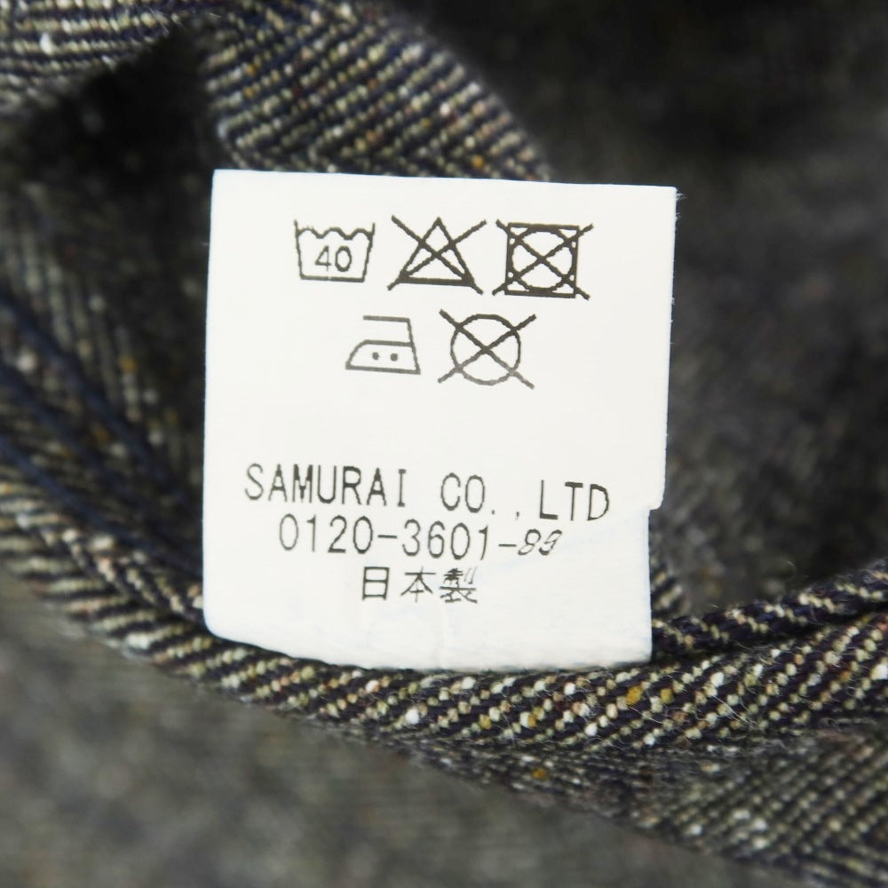 【中古】サムライ ジーンズ SAMURAI JEANS コットンアクリルポリエステル デニム ワークシャツ グレーxネイビー【 S 】【 状態ランクB 】【 メンズ 】