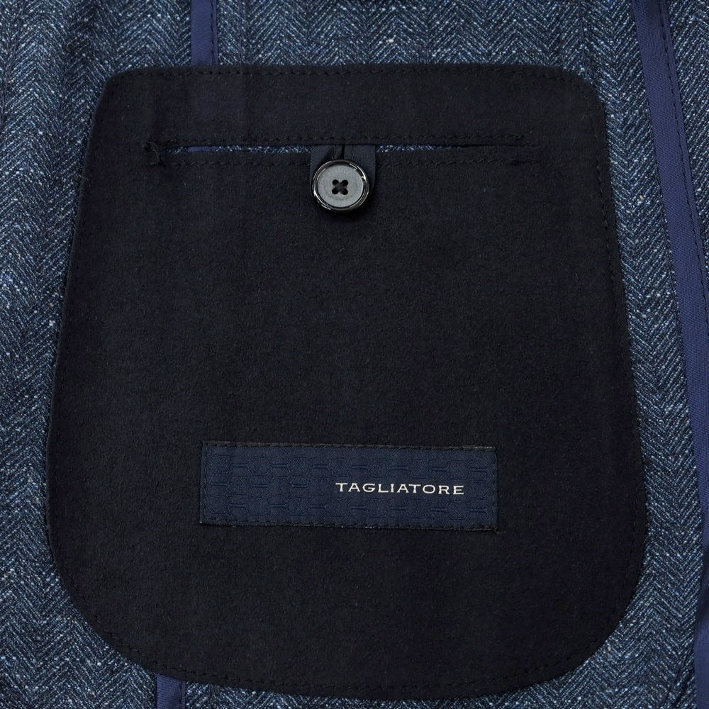 【中古】タリアトーレ TAGLIATORE ウールコットンリネン テーラードジャケット ネイビーxブルー【 48 】【 状態ランクB 】【 メンズ 】
