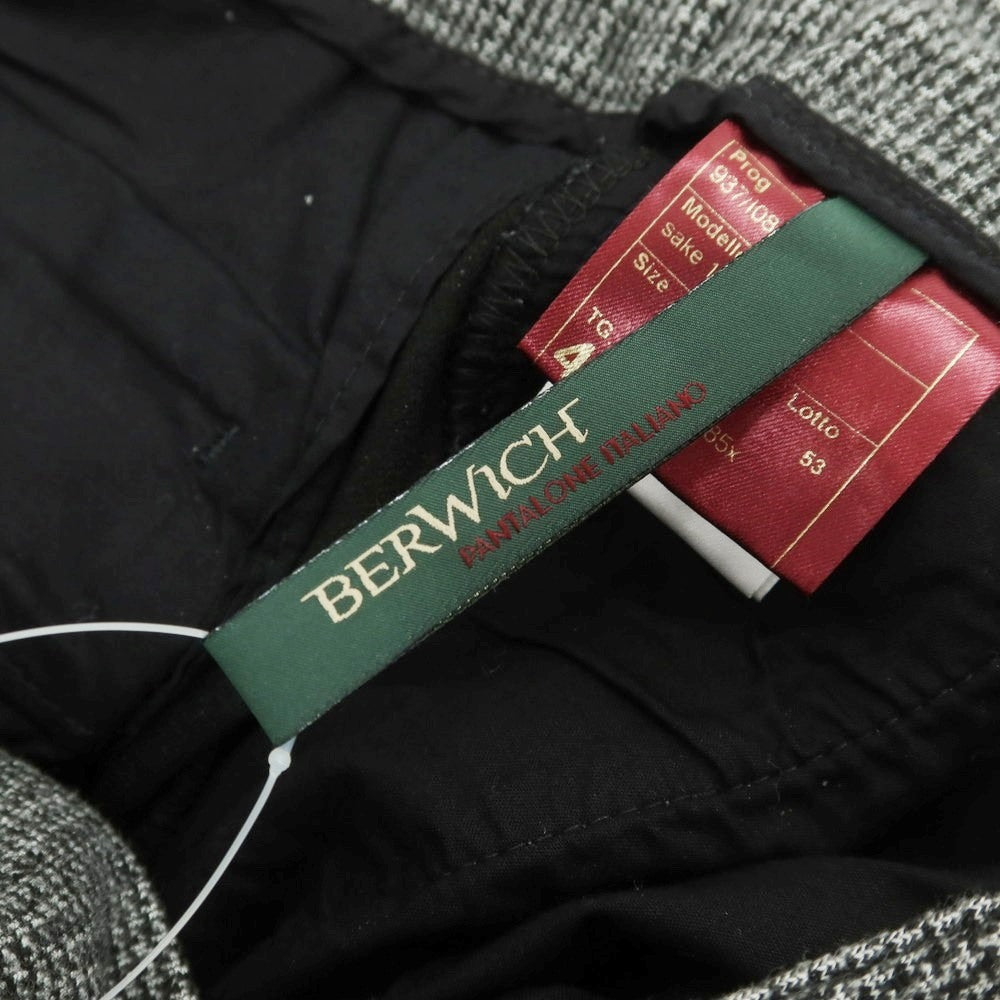 【中古】ベルウィッチ BERWICH ストレッチ レーヨンナイロン ハウンドトゥース イージースラックスパンツ ブラックxホワイト【 48 】【 状態ランクC 】【 メンズ 】