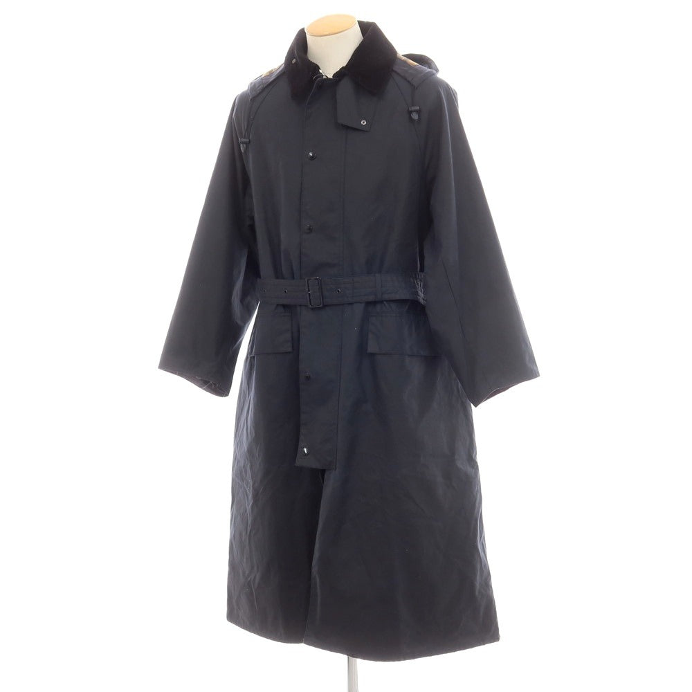 【中古】バブアー Barbour ×YLEVE ワックスコットン ベルテッド ステンカラーコート ネイビー【 S 】【 状態ランクB 】【 メンズ 】
