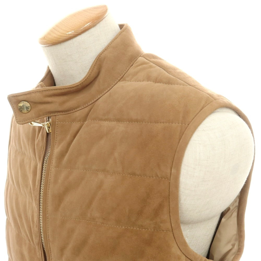 【中古】エンメティ EMMETI ゴートスキン スエード ダブルジップ ダウンベスト ベージュ【 44 】【 状態ランクA 】【 メンズ 】