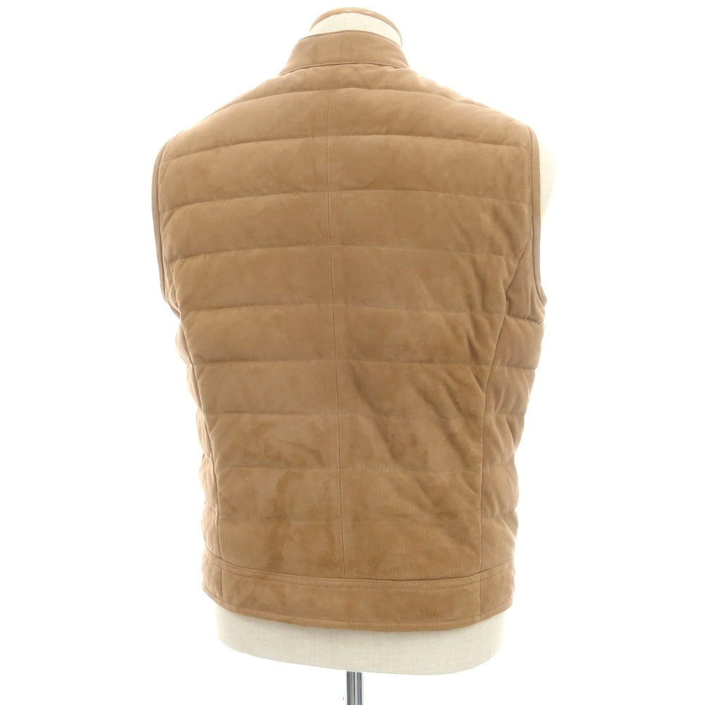 【中古】エンメティ EMMETI ゴートスキン スエード ダブルジップ ダウンベスト ベージュ【 44 】【 状態ランクA 】【 メンズ 】