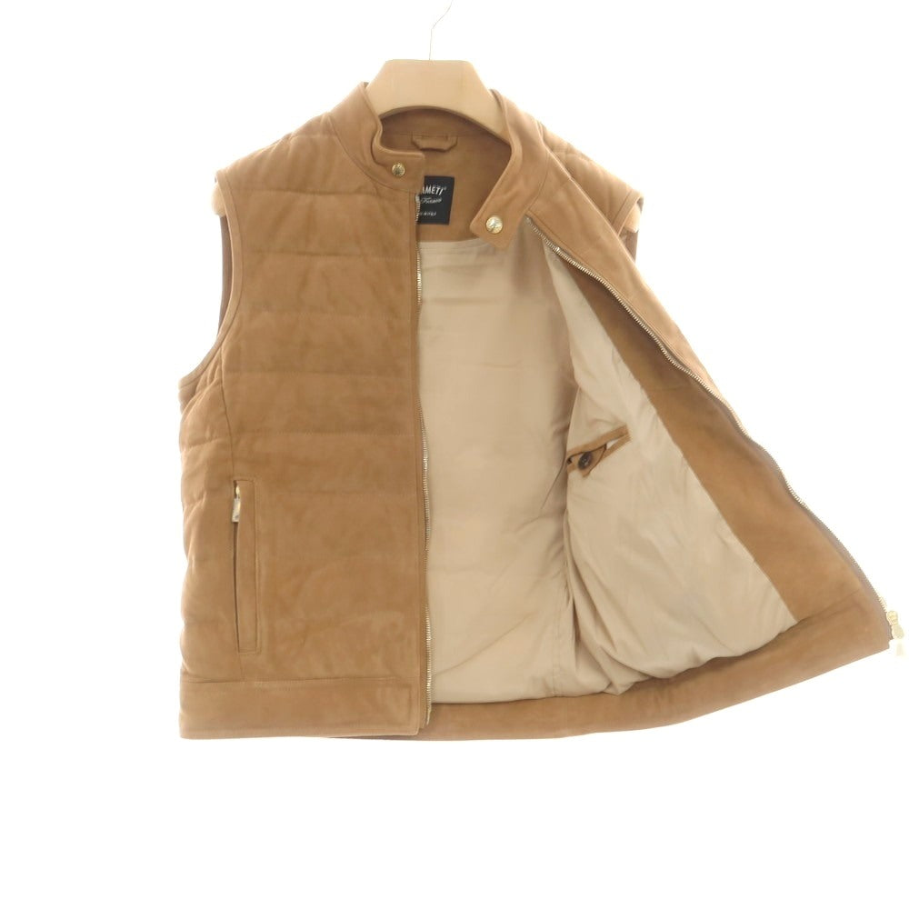 【中古】エンメティ EMMETI ゴートスキン スエード ダブルジップ ダウンベスト ベージュ【 44 】【 状態ランクA 】【 メンズ 】