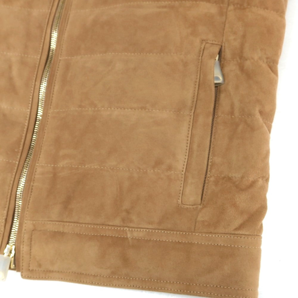 【中古】エンメティ EMMETI ゴートスキン スエード ダブルジップ ダウンベスト ベージュ【 44 】【 状態ランクA 】【 メンズ 】