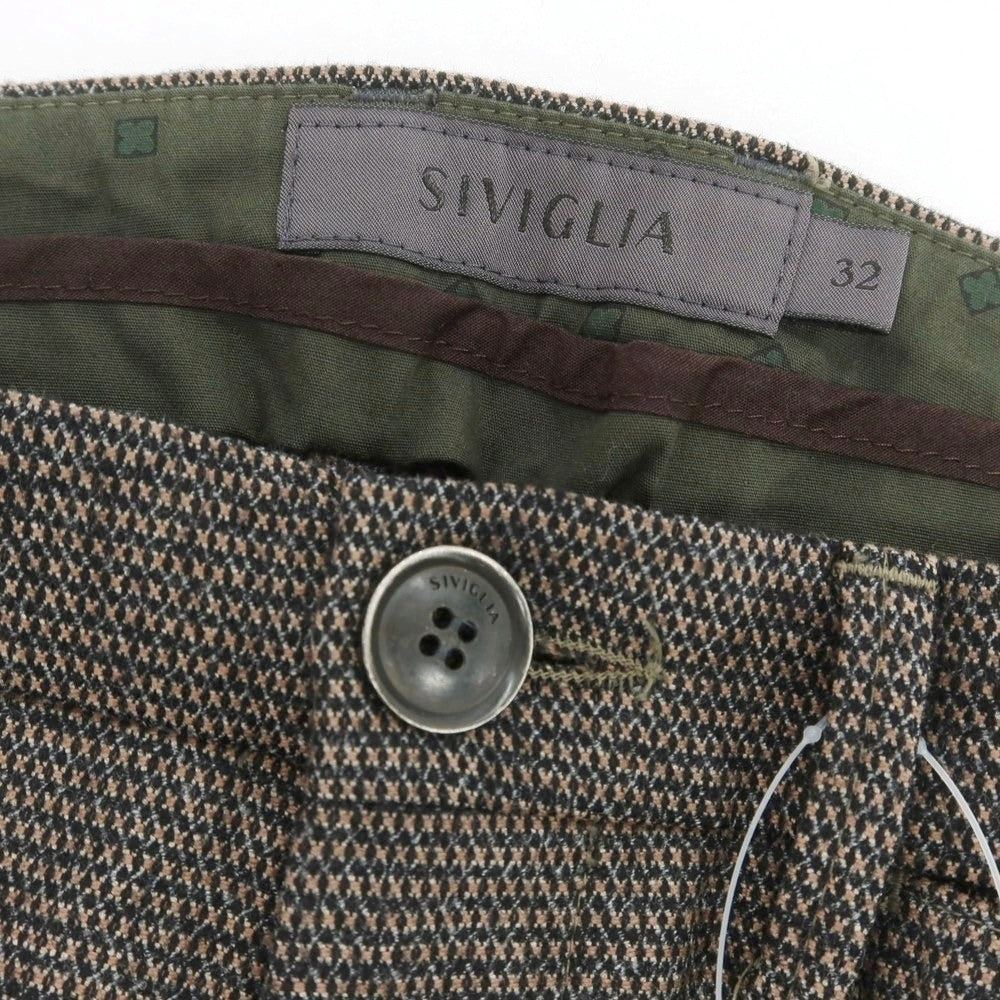 【中古】シビリア SIVIGLIA ストレッチ ウールコットン カジュアルスラックスパンツ ブラウンxベージュ【 32 】【 状態ランクB 】【 メンズ 】
