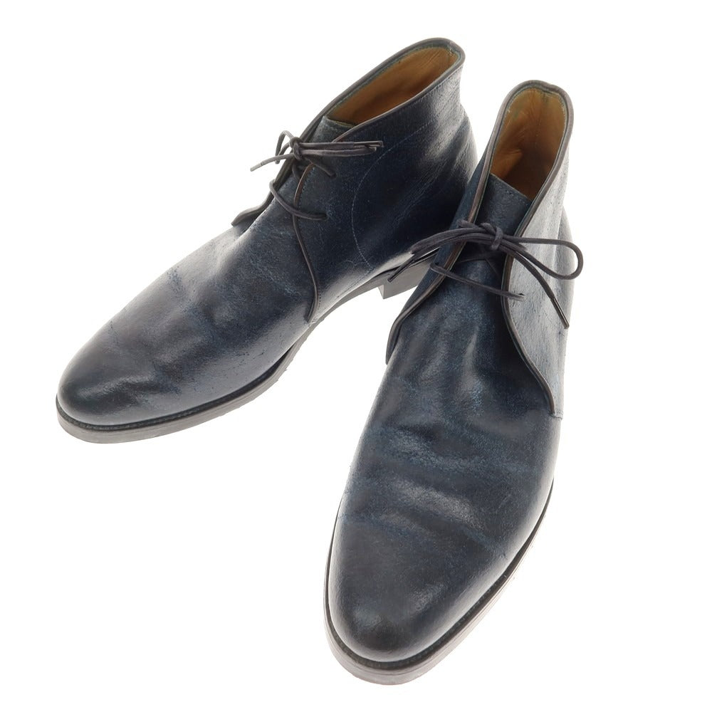 【中古】コルノブルゥ CORNO BLU バケッタレザー チャッカブーツ ネイビー【 7 1/2 】【 状態ランクB 】【 メンズ 】