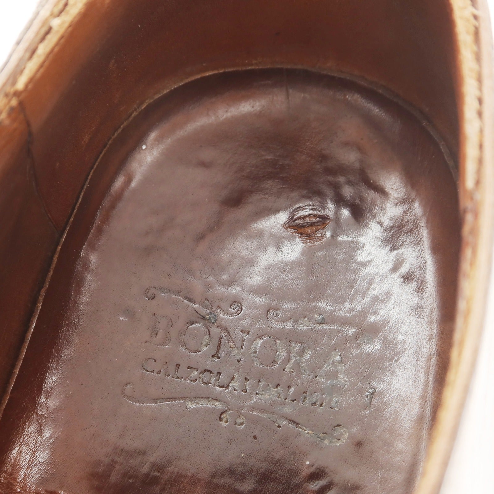 【中古】ボノーラ BONORA プレーントゥ ドレスシューズ ブラウン【 24cm位 】【 状態ランクD 】【 メンズ 】