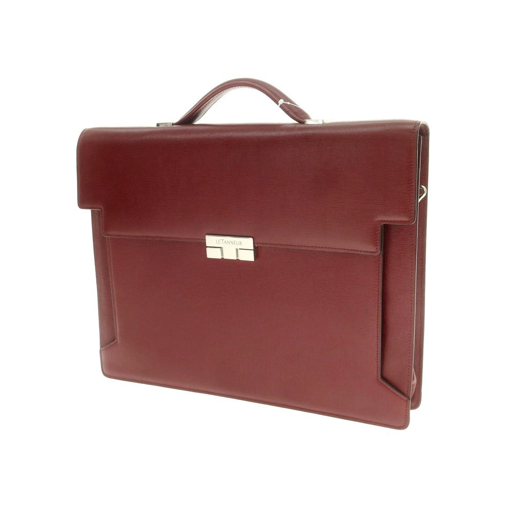 【中古】ル タヌア LE TANNEUR 型押しレザー ブリーフケース マルーン【 状態ランクB 】【 メンズ 】