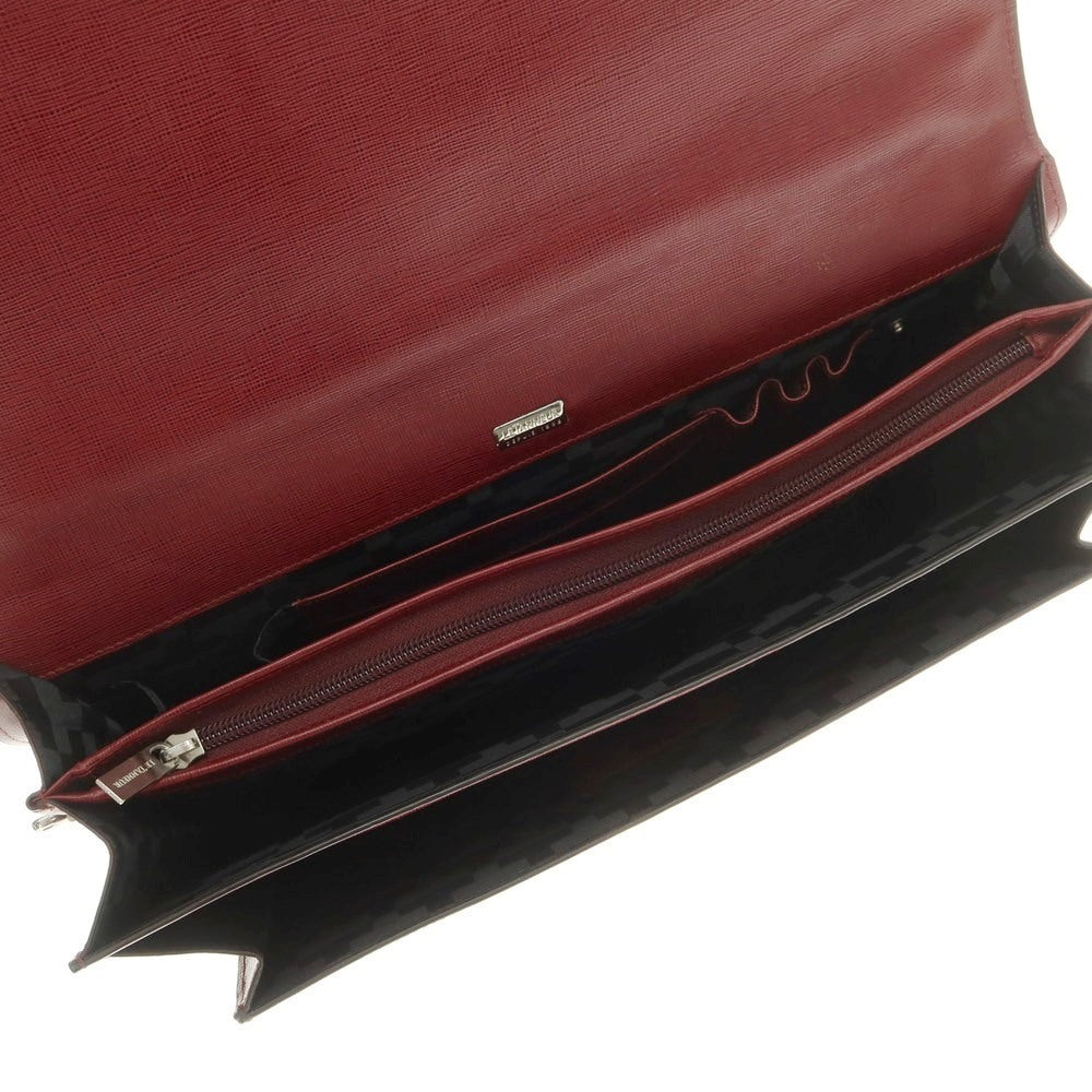 【中古】ル タヌア LE TANNEUR 型押しレザー ブリーフケース マルーン【 状態ランクB 】【 メンズ 】