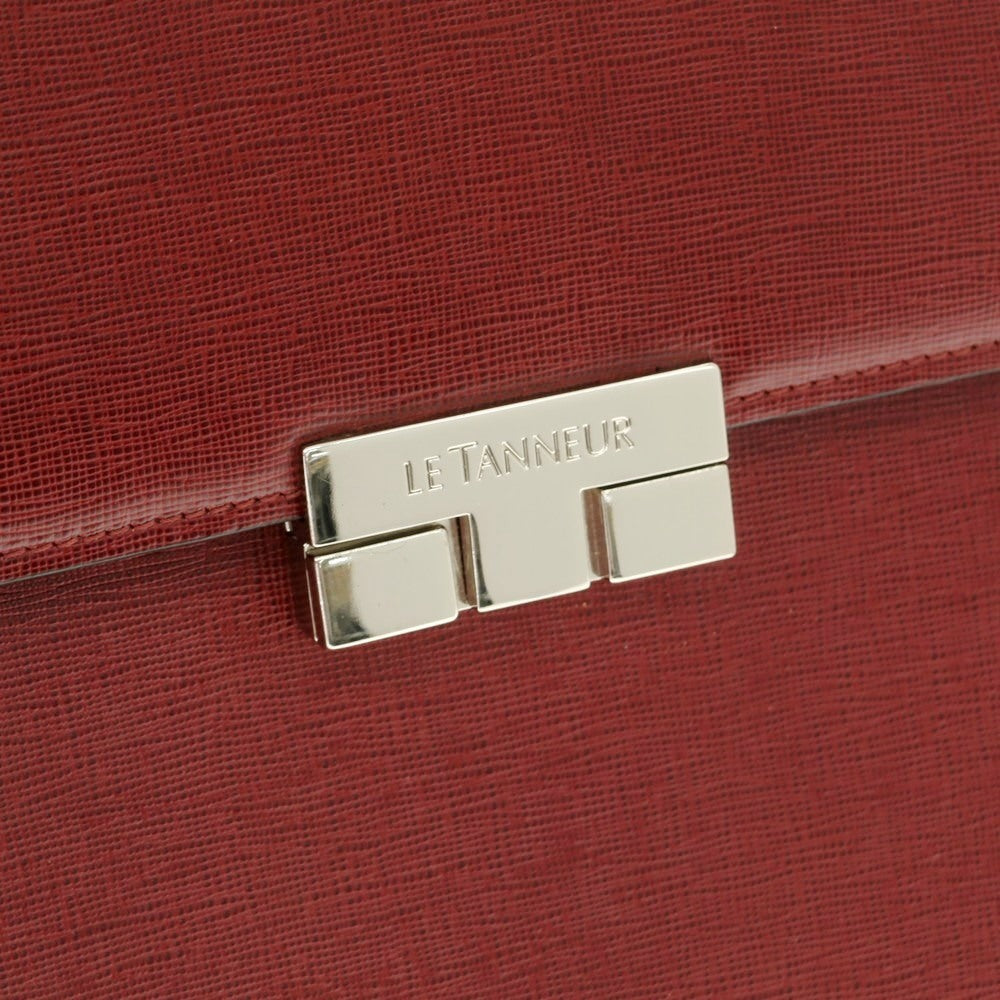 【中古】ル タヌア LE TANNEUR 型押しレザー ブリーフケース マルーン【 状態ランクB 】【 メンズ 】
