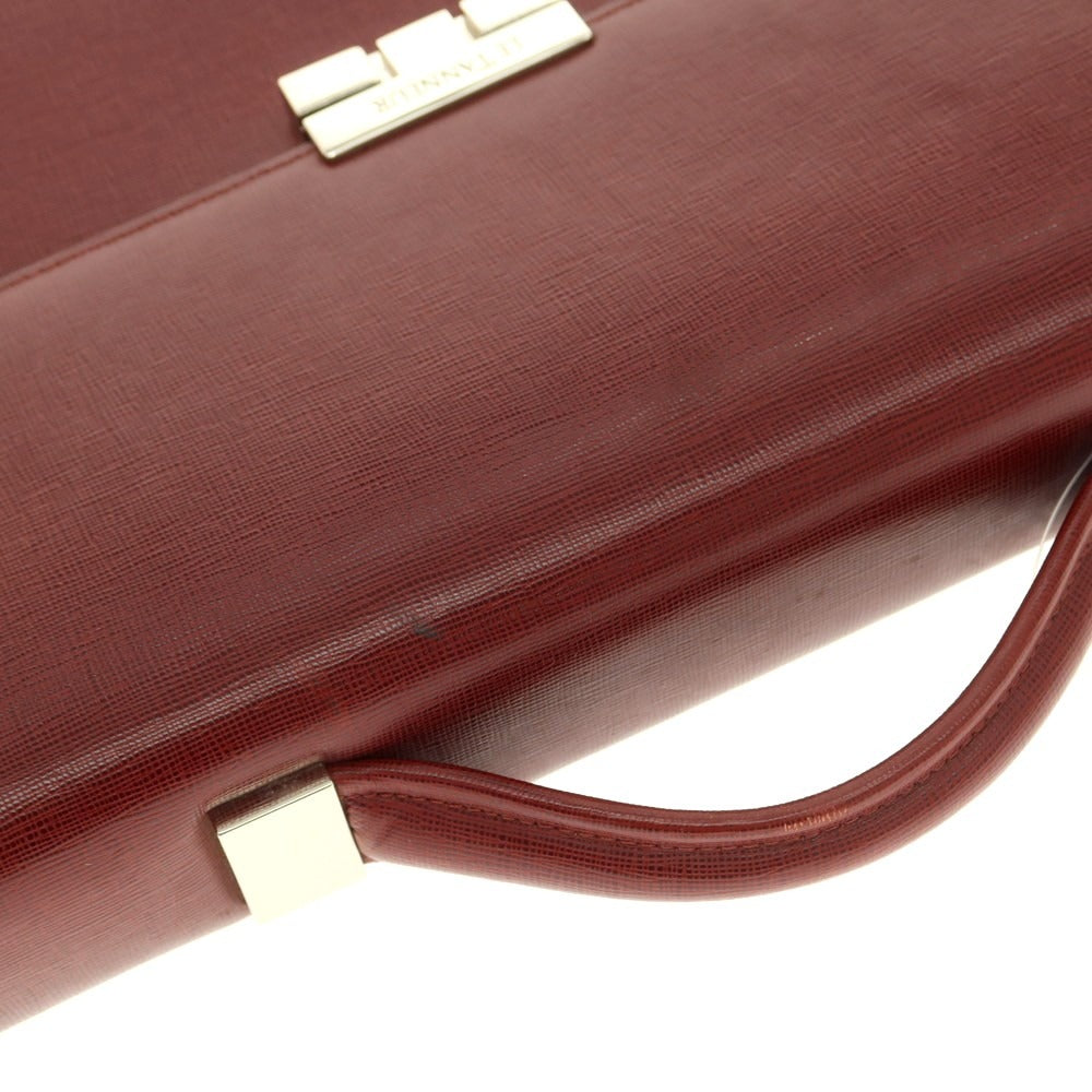 【中古】ル タヌア LE TANNEUR 型押しレザー ブリーフケース マルーン【 状態ランクB 】【 メンズ 】