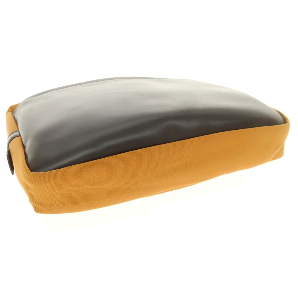 【中古】ル タヌア LE TANNEUR キャンバス レザー ブリーフケース オレンジブラウンxダークブラウン【 状態ランクC 】【 メンズ 】