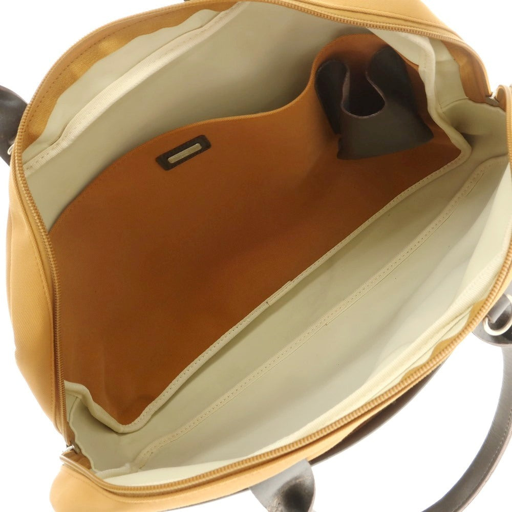 【中古】ル タヌア LE TANNEUR キャンバス レザー ブリーフケース オレンジブラウンxダークブラウン【 状態ランクC 】【 メンズ 】