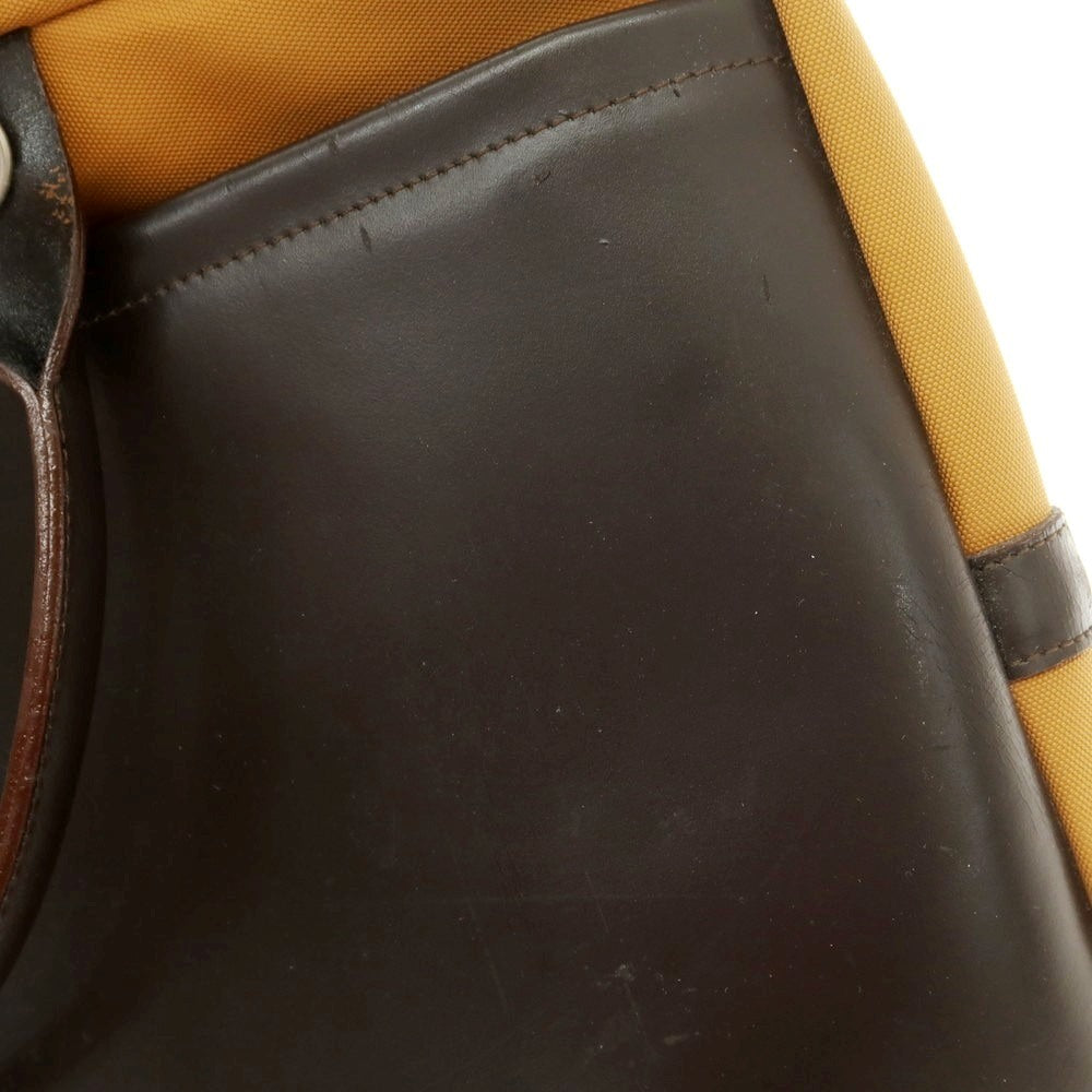 【中古】ル タヌア LE TANNEUR キャンバス レザー ブリーフケース オレンジブラウンxダークブラウン【 状態ランクC 】【 メンズ 】