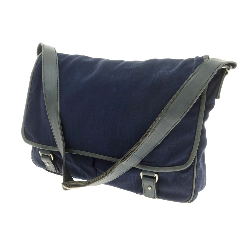 【中古】ビルアンバーグ Bill Amberg コットン ショルダーバッグ ネイビー【 状態ランクC 】【 メンズ 】