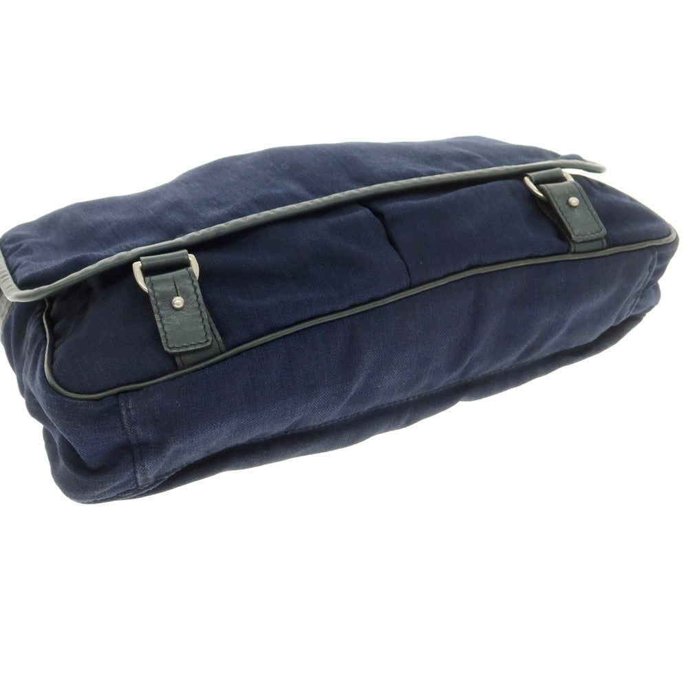 【中古】ビルアンバーグ Bill Amberg コットン ショルダーバッグ ネイビー【 状態ランクC 】【 メンズ 】