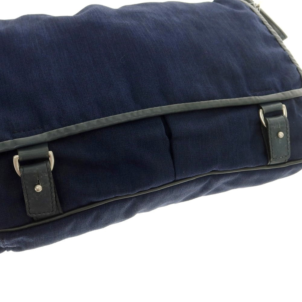 【中古】ビルアンバーグ Bill Amberg コットン ショルダーバッグ ネイビー【 状態ランクC 】【 メンズ 】