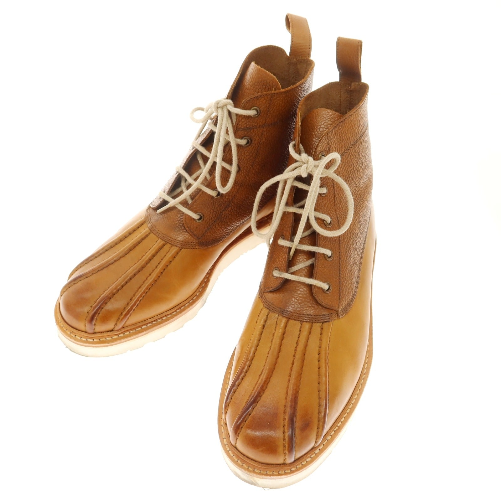 【中古】グレンソン GRENSON コンビ レースアップ ブーツ ライトブラウン【 7 1/2 】【 状態ランクB 】【 メンズ 】