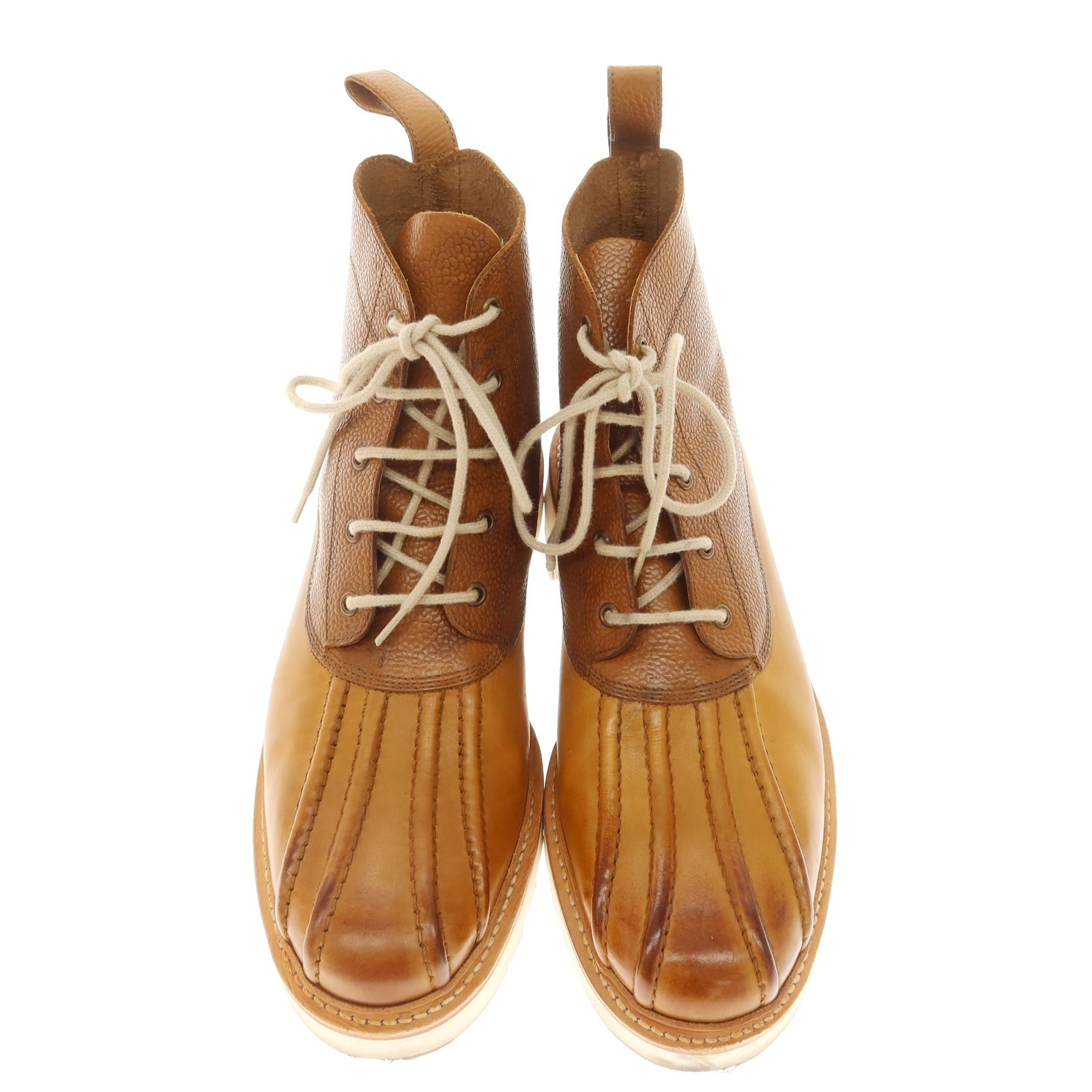 【中古】グレンソン GRENSON コンビ レースアップ ブーツ ライトブラウン【 7 1/2 】【 状態ランクB 】【 メンズ 】