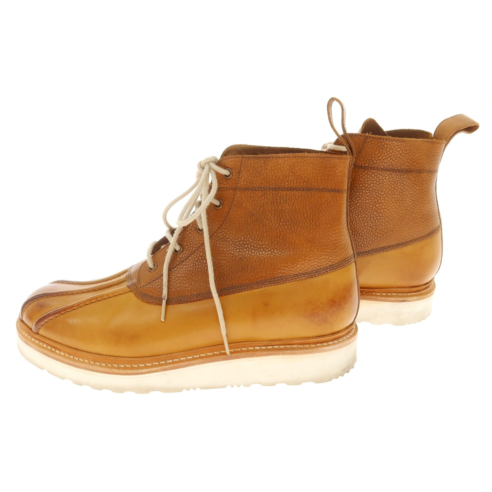 【中古】グレンソン GRENSON コンビ レースアップ ブーツ ライトブラウン【 7 1/2 】【 状態ランクB 】【 メンズ 】