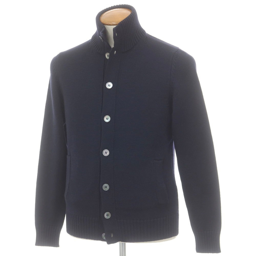 【中古】ザノーネ ZANONE ミドルゲージ ウール スタンドカラー カーディガン ネイビー【 48 】【 状態ランクA 】【 メンズ 】