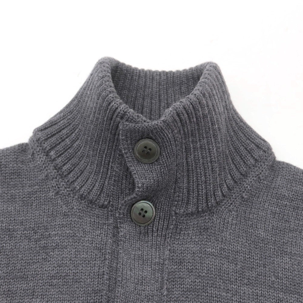 【中古】ザノーネ ZANONE ミドルゲージ ウール スタンドカラー カーディガン グレー【 48 】【 状態ランクB 】【 メンズ 】